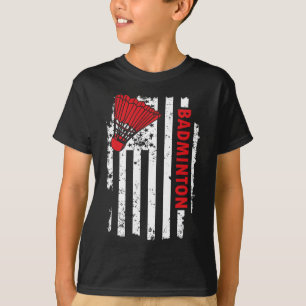 Camiseta Jogador de Badminton, Bandeira Dos Estados Unidos