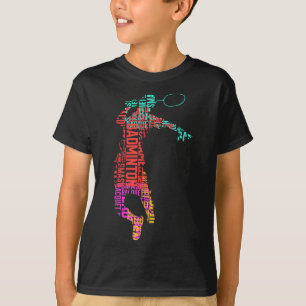 Camiseta Jogador de Badminton Colorido _ Racket do Shuttle
