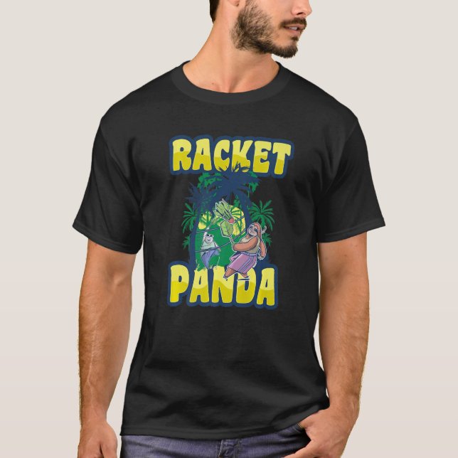 Camiseta Jogador de Badminton do Panda de Racket (Frente)