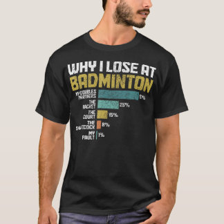 Camiseta Jogador de Badminton Por que Eu Perco no Badminton