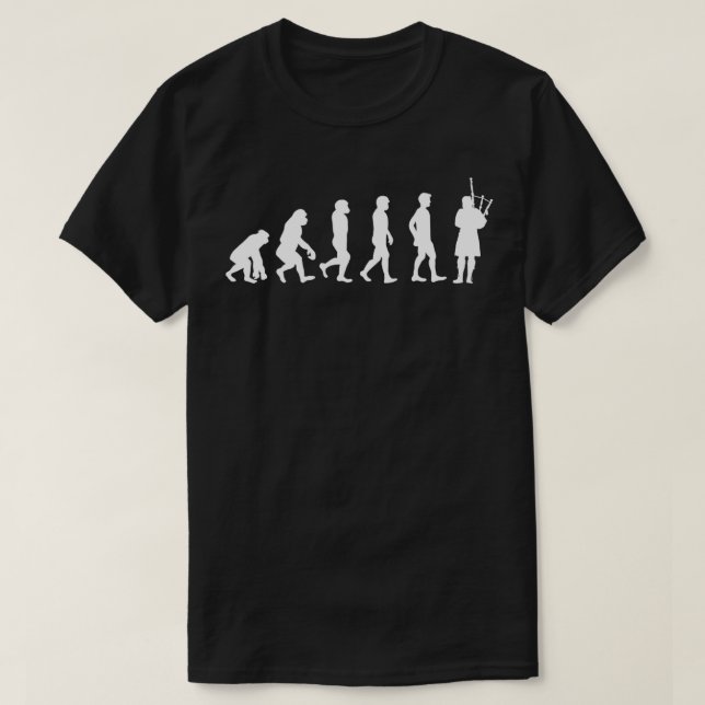 Camiseta Jogador de Bagpipe de Evolução Engraçado (Frente do Design)