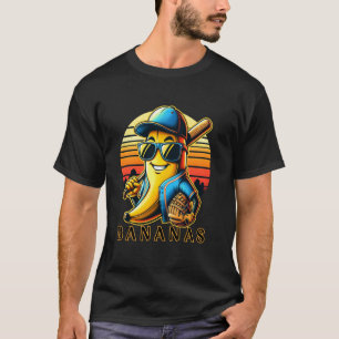 Camiseta Jogador de Baseball com Bananas Engraçadas Jogando