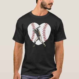 Camiseta Jogador de Baseball com Bateria do Coração com Bei