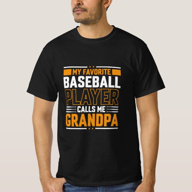 Camiseta Jogador de Baseball Favorito Me Chama Avô (Frente)