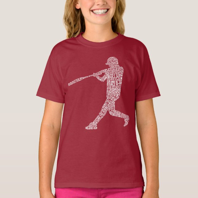 Camiseta Jogador de Baseball Jogador de Softball Arte em Pa (Frente)