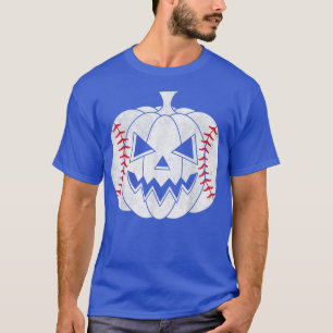 Camiseta Jogador de basebol Assustador Pumpkin Vintage Hall