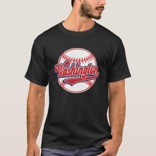 Camiseta Jogador de Basebol da Vintage Washington Cityscape