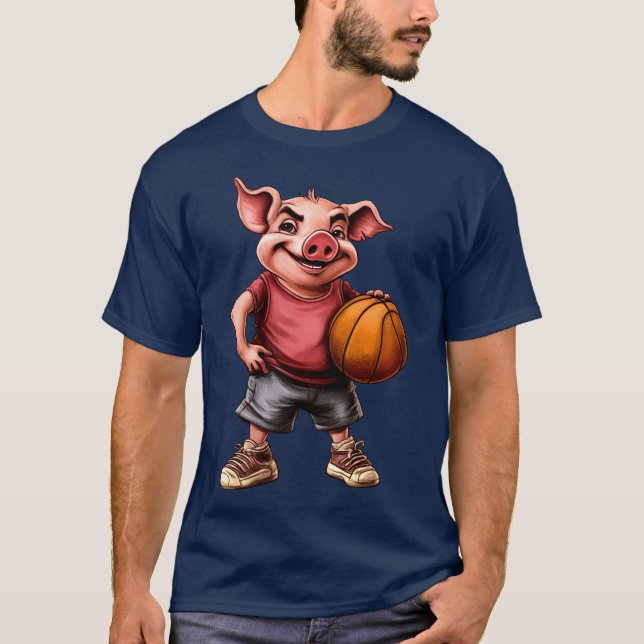 Camiseta Jogador de Basquete/Camiseta de Porco de Basquete (Frente)