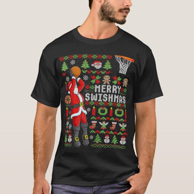 Camiseta Jogador de Basquete de Papais noeis de Natal - Sla (Frente)