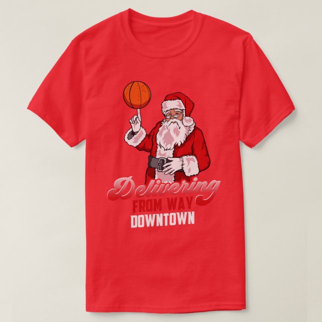 Camiseta Jogador de Basquete Engraçado no Natal (Frente do Design)