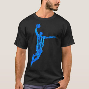 Camiseta Jogador de Basquete Enterra Chamas Azuis Arte Abst