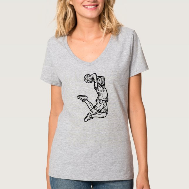 Camiseta Jogador de Basquete Fazendo Design Escuro de Slam  (Frente)