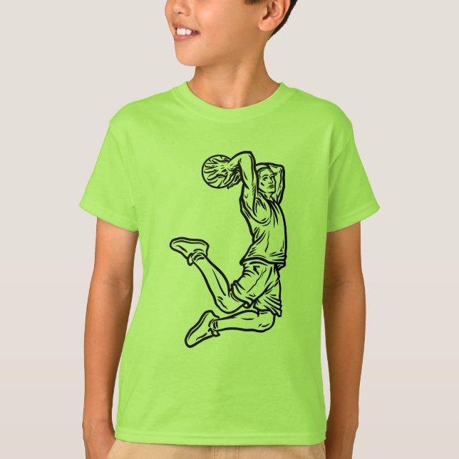 Camiseta Jogador de Basquete Fazendo Design Escuro de Slam  (Frente)