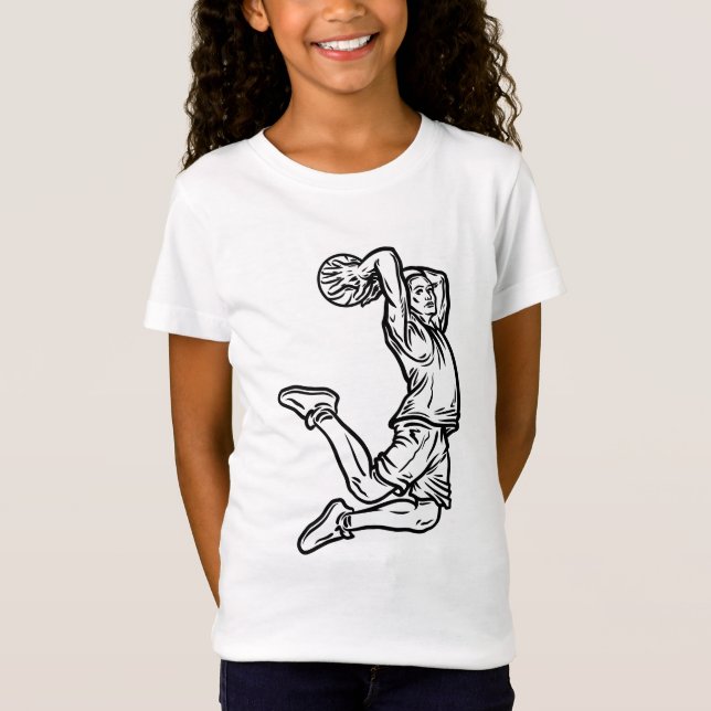 Camiseta Jogador de Basquete Fazendo Design Escuro de Slam  (Frente)
