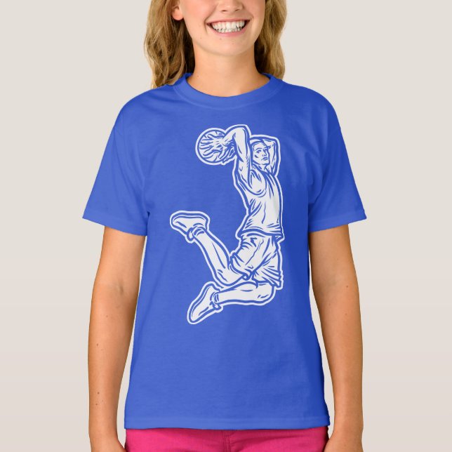 Camiseta Jogador de Basquete Fazendo Design Luz de Slam Dun (Frente)