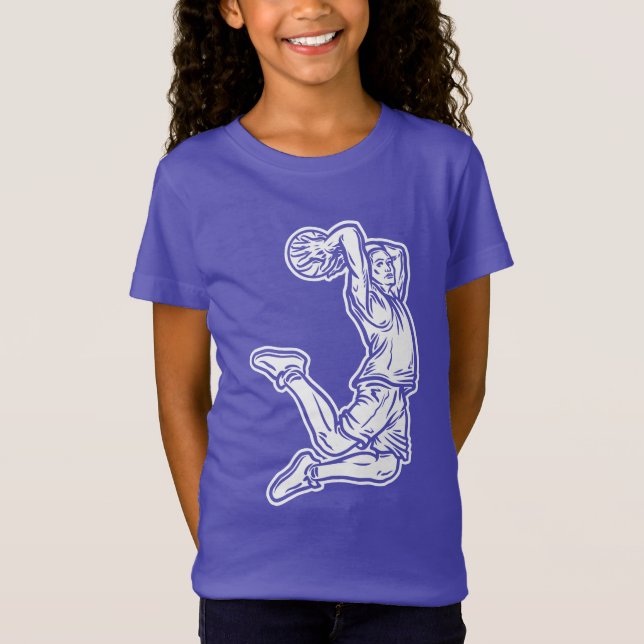Camiseta Jogador de Basquete Fazendo Design Luz de Slam Dun (Frente)