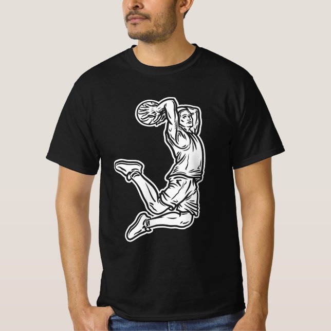 Camiseta Jogador de Basquete Fazendo Design Luz de Slam Dun (Frente)