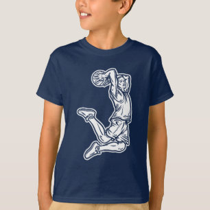 Camiseta Jogador de Basquete Fazendo Design Luz de Slam Dun