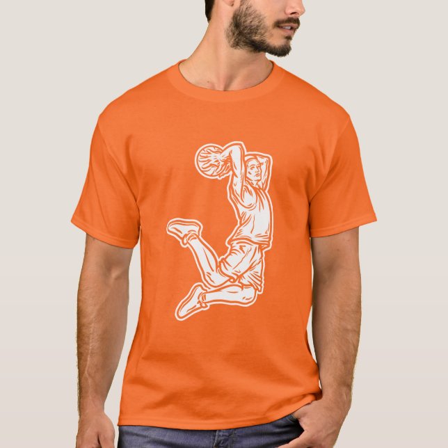 Camiseta Jogador de Basquete Fazendo Design Luz de Slam Dun (Frente)
