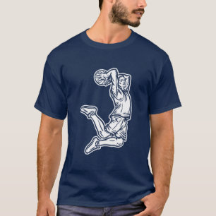 Camiseta Jogador de Basquete Fazendo Design Luz de Slam Dun
