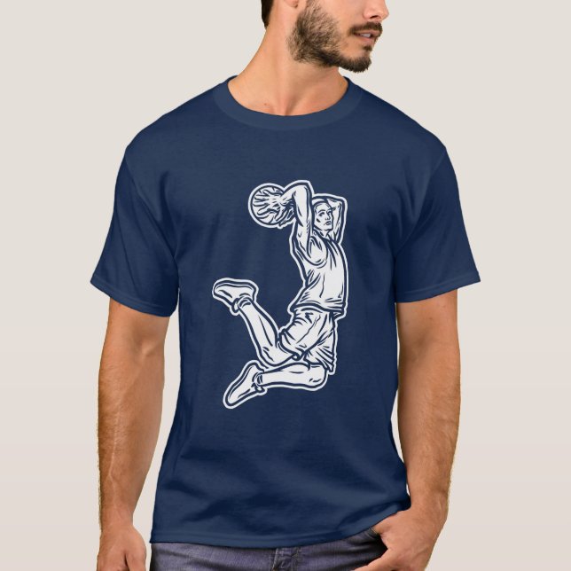 Camiseta Jogador de Basquete Fazendo Design Luz de Slam Dun (Frente)