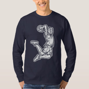 Camiseta Jogador de Basquete Fazendo Design Luz de Slam Dun