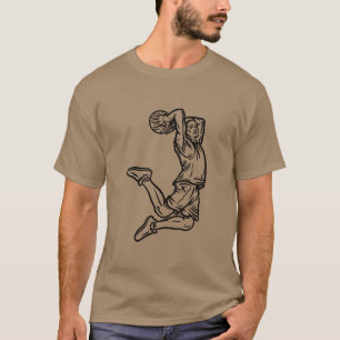 Camiseta Jogador de Basquete Fazendo Slam Dunk Design Escur