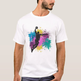 Camiseta Jogador de Basquete Mancha de Cor Sujas