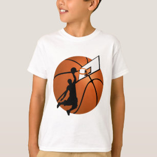 Camiseta Jogador de Basquete Slam Dunk com Hoop na Bola
