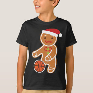 Camiseta Jogador de basquetebol Gingerbird Engraçado Natal