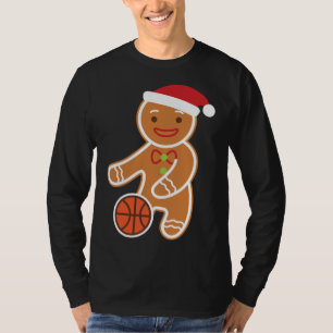 Camiseta Jogador de basquetebol Gingerbird Engraçado Natal