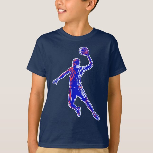 Camiseta Jogador de basquetebol Slam Dunk, Vermelho e Azul  (Frente)
