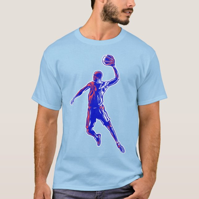 Camiseta Jogador de basquetebol Slam Dunk, Vermelho e Azul  (Frente)