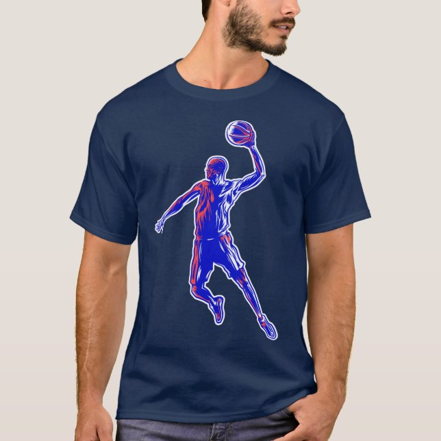 Camiseta Jogador de basquetebol Slam Dunk, Vermelho e Azul  (Frente)