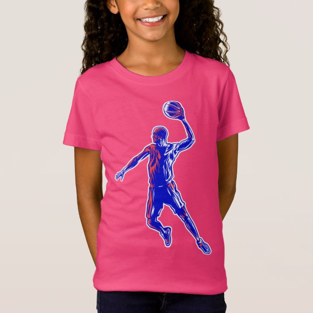 Camiseta Jogador de basquetebol Slam Dunk, Vermelho e Azul  (Frente)