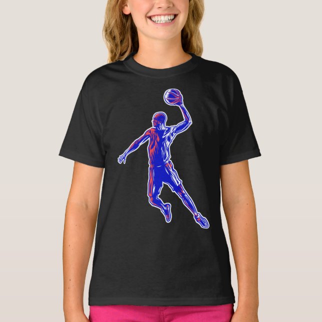 Camiseta Jogador de basquetebol Slam Dunk, Vermelho e Azul  (Frente)