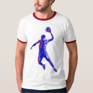 Camiseta Jogador de basquetebol Slam Dunk, Vermelho e Azul