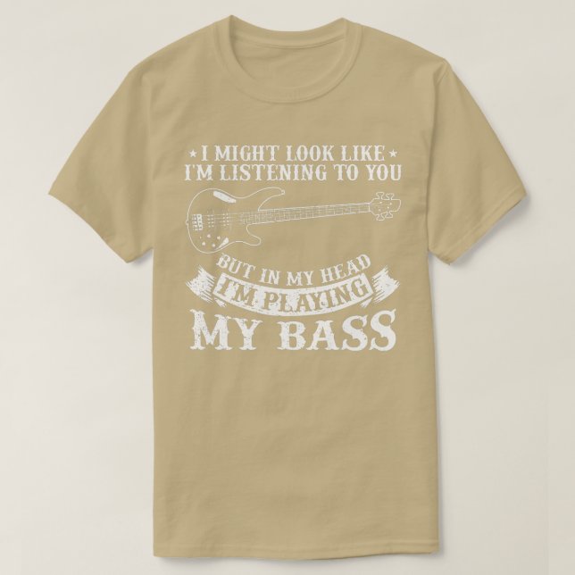 Camiseta Jogador de Bass da Guitarra Engraçado (Frente do Design)