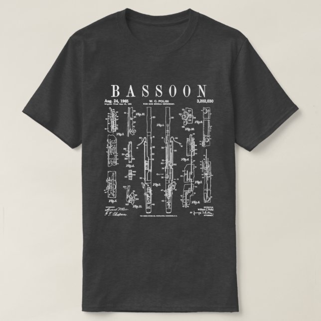 Camiseta Jogador de Bassons - Desenho Bassonista da Patente (Frente do Design)