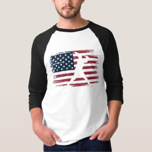 Camiseta Jogador de Beisebol Bandeira Americana EUA Camufla
