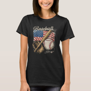 Camiseta Jogador de beisebol com bandeira americana Batedor
