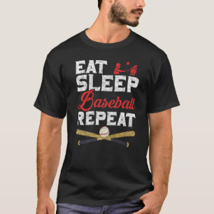 Camiseta Jogador de beisebol Coma Sleep Baseball Repete Bas