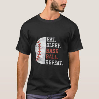 Camiseta Jogador de Beisebol Comer Dormir Beisebol Repetir