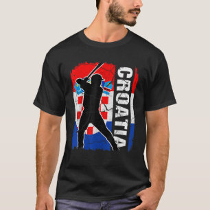 Camiseta Jogador de beisebol croata - Croácia Bandeira do b