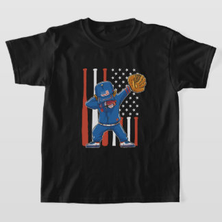 Camiseta Jogador De Beisebol Dabbing, 4 De Julho Americano