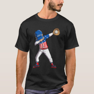 Camiseta Jogador De Beisebol Dabbing 4 De Julho Americano F