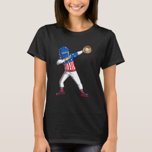 Camiseta Jogador De Beisebol Dabbing 4 De Julho Americano F