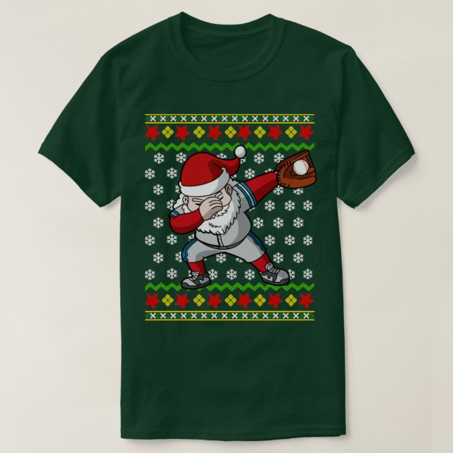 Camiseta Jogador de beisebol do Papai Noel Feio de Natal (Frente do Design)