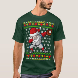 Camiseta Jogador de beisebol do Papai Noel Feio de Natal