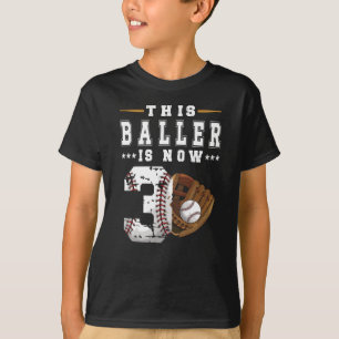 Camiseta Jogador de beisebol dotado de aniversário de 3 an